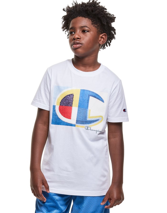 Champion Cotton Photo-real C Patch White T-Shirt Boys - South Africa FSRYJA561